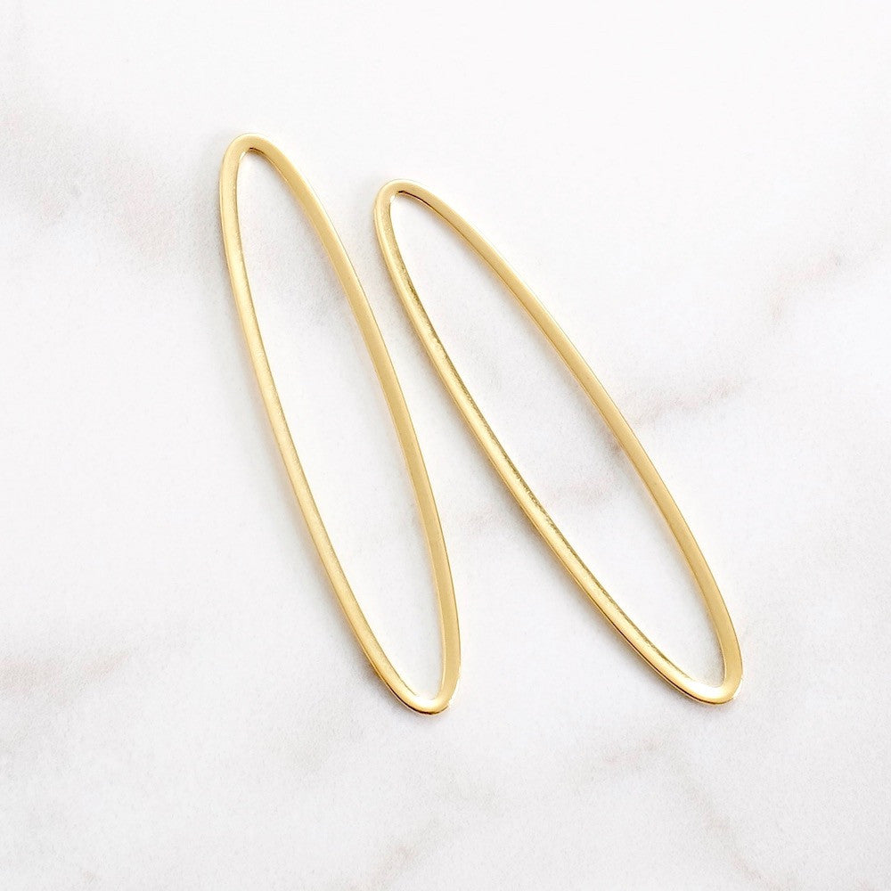 Set of 2 oval rings in 24K gold-plated brass