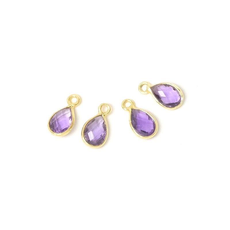 Amethyst drop pendant with 24K gold plated brass setting