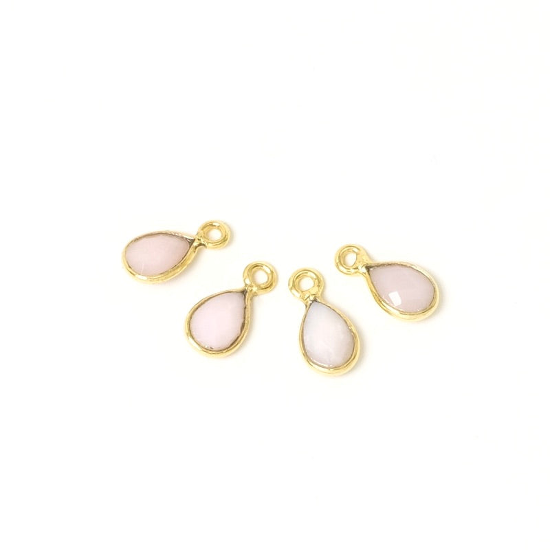 24K gold-plated brass pendant with pink opal drop