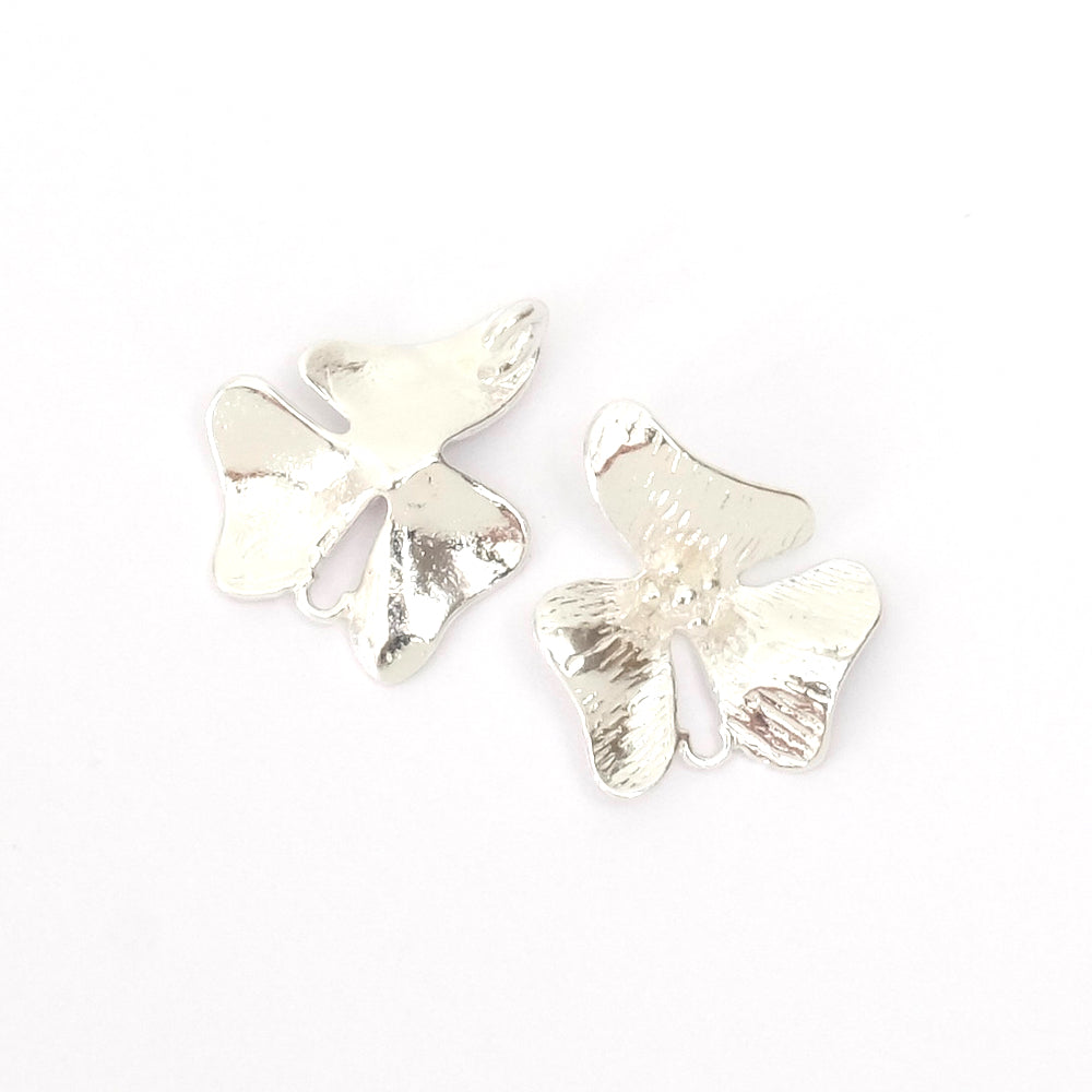 2 Orchid Flower Pendants in Premium 925 Silver Plated Brass