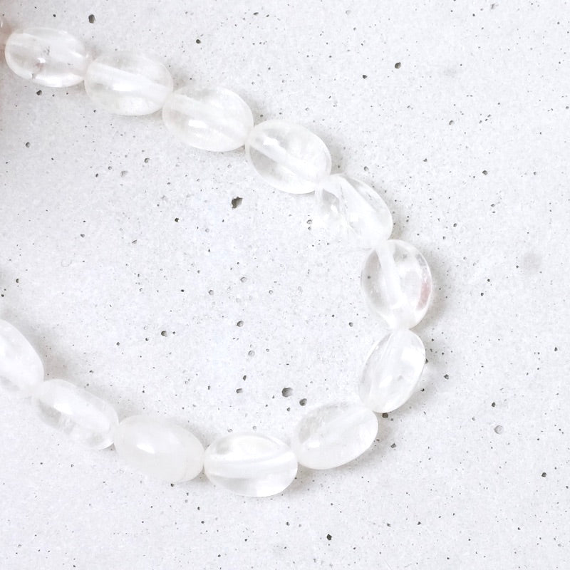 37cm strand of 6x8mm oval Quartz crystal beads