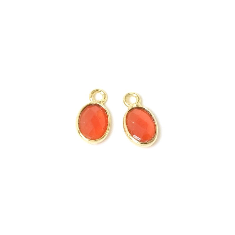 Pendant oval set 6x8mm Red Onyx Gilded with 24K fine gold