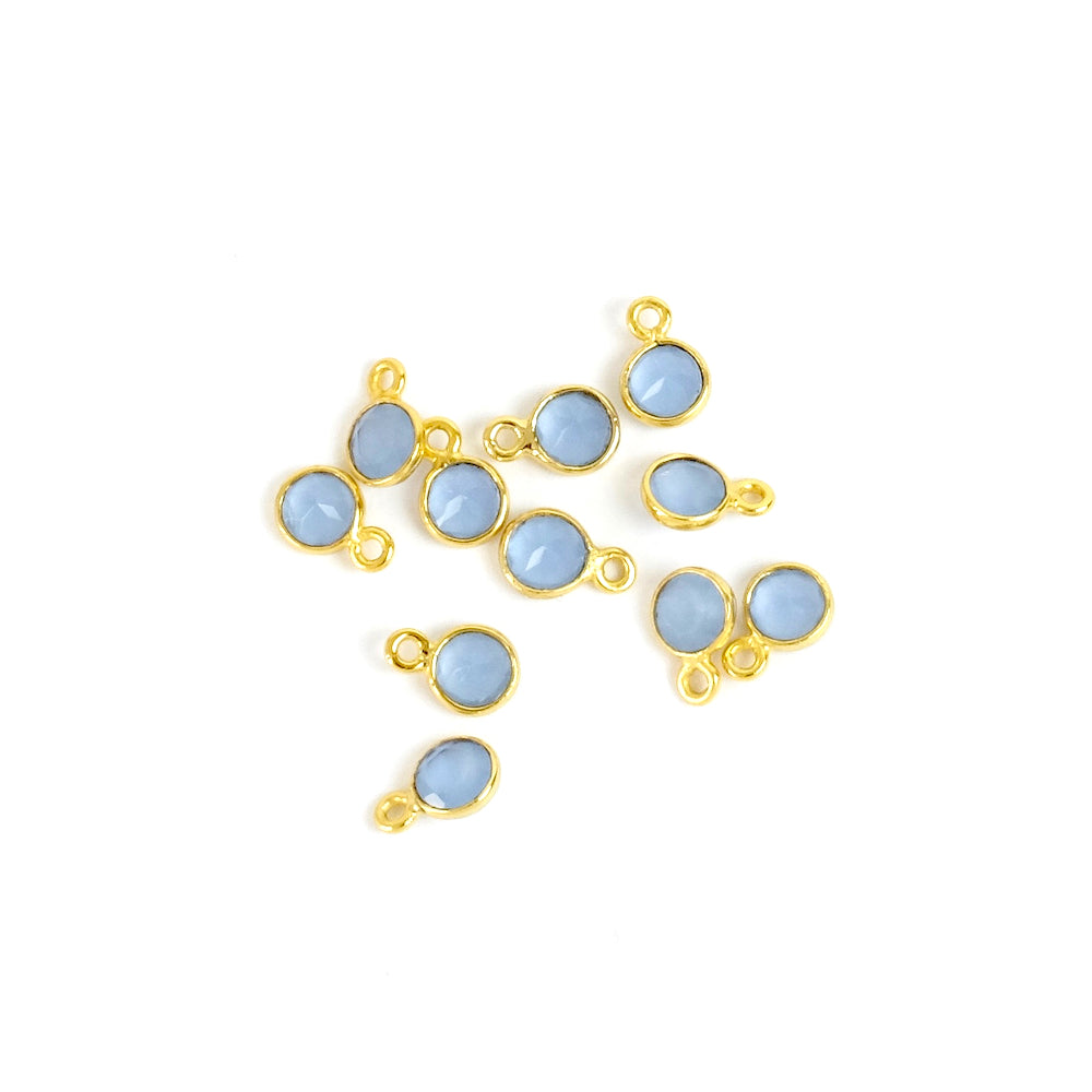 Blue chalcedony pendant 4mm with 24K gold plated brass setting