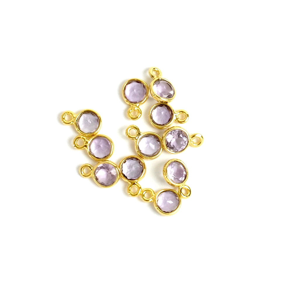 Amethyst pendant 4mm with 24K gold plated brass setting