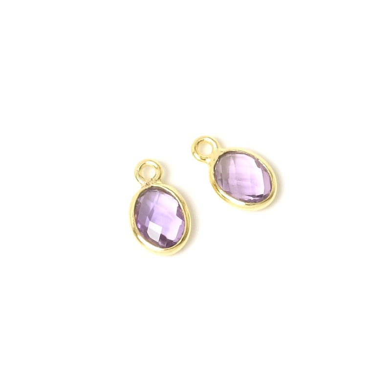 Pendant oval set 6x8mm Amethyst Gilded with 24K fine gold