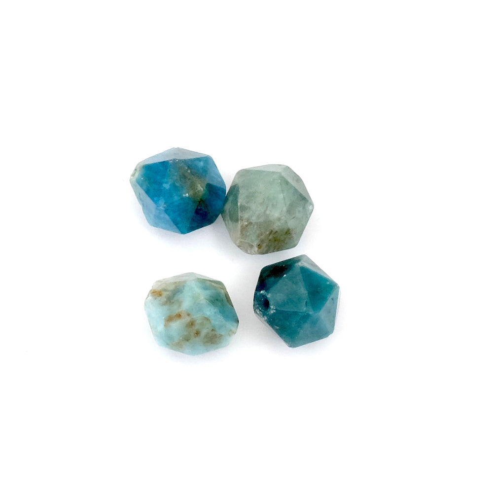 4 natural polygonal Apatite beads, 10mm