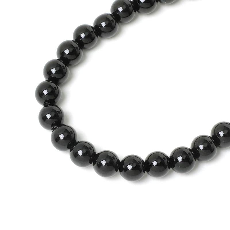 37cm strand of 6mm round natural pearls in Black Onyx