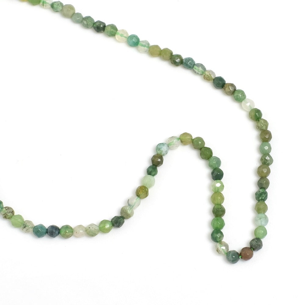 Strand of 100 Faceted Beads in Green Natural Agate
