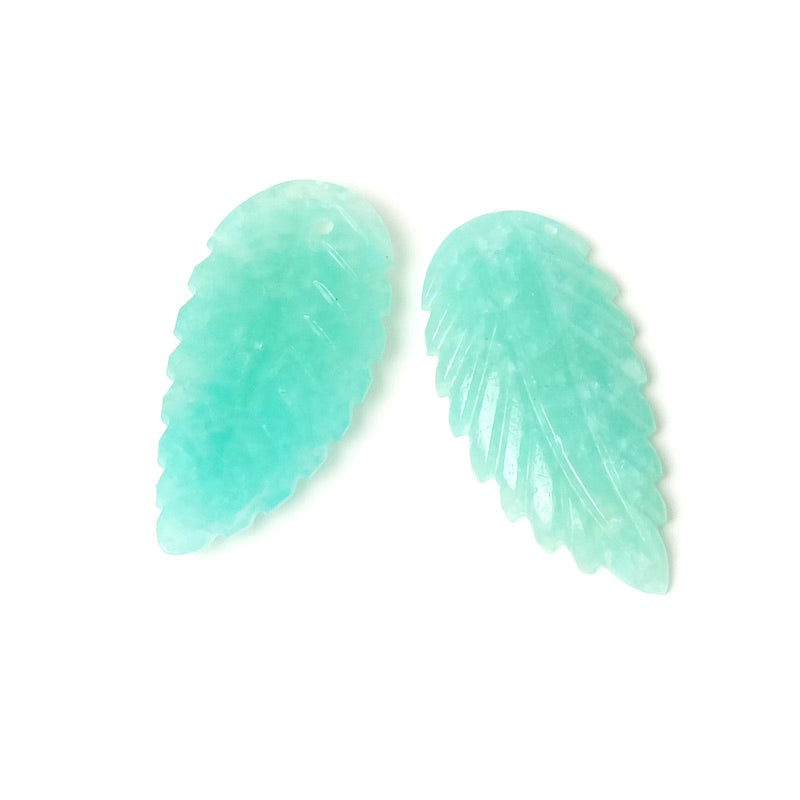 Leaf pendant in natural Amazonite stone
