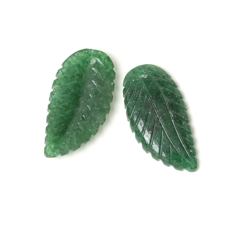 Leaf pendant in natural Aventurine stone - Confiance