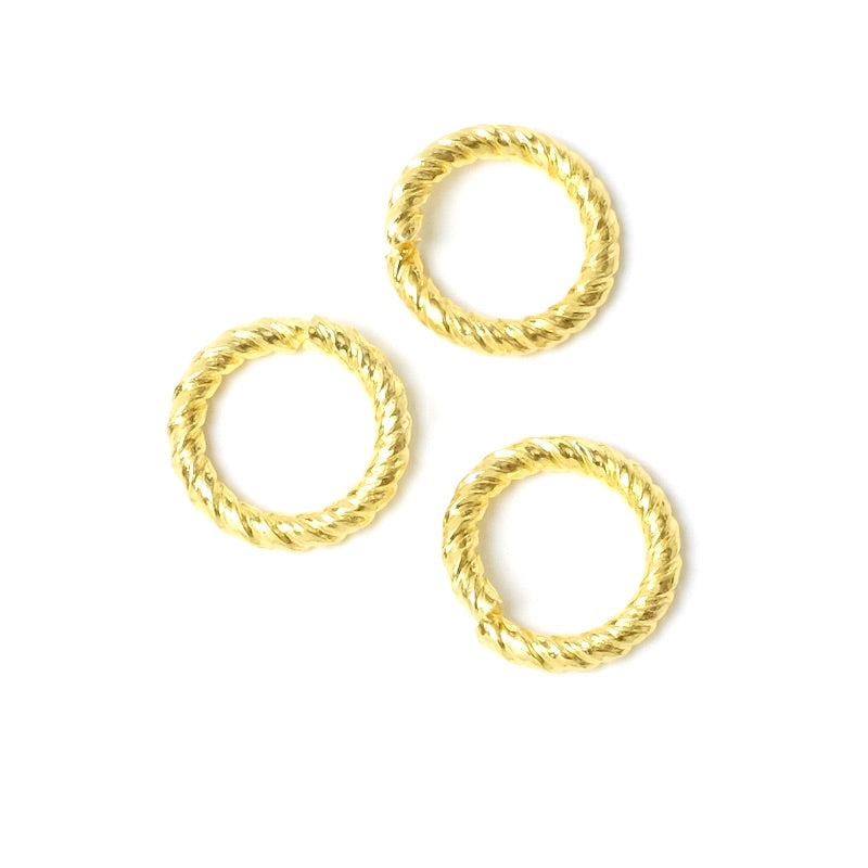 2 Premium 24K gold-plated brass 14mm twisted open rings