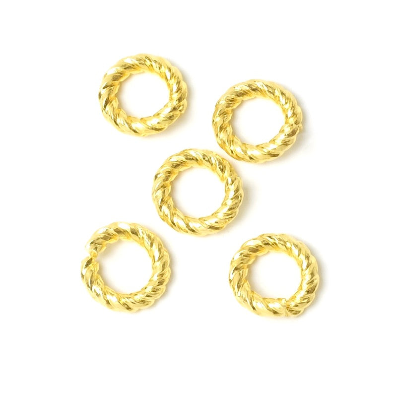 2 Premium 24K gold-plated brass 10mm twisted open rings