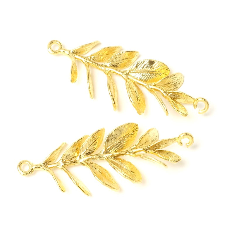 24K gold-plated brass plant pendant