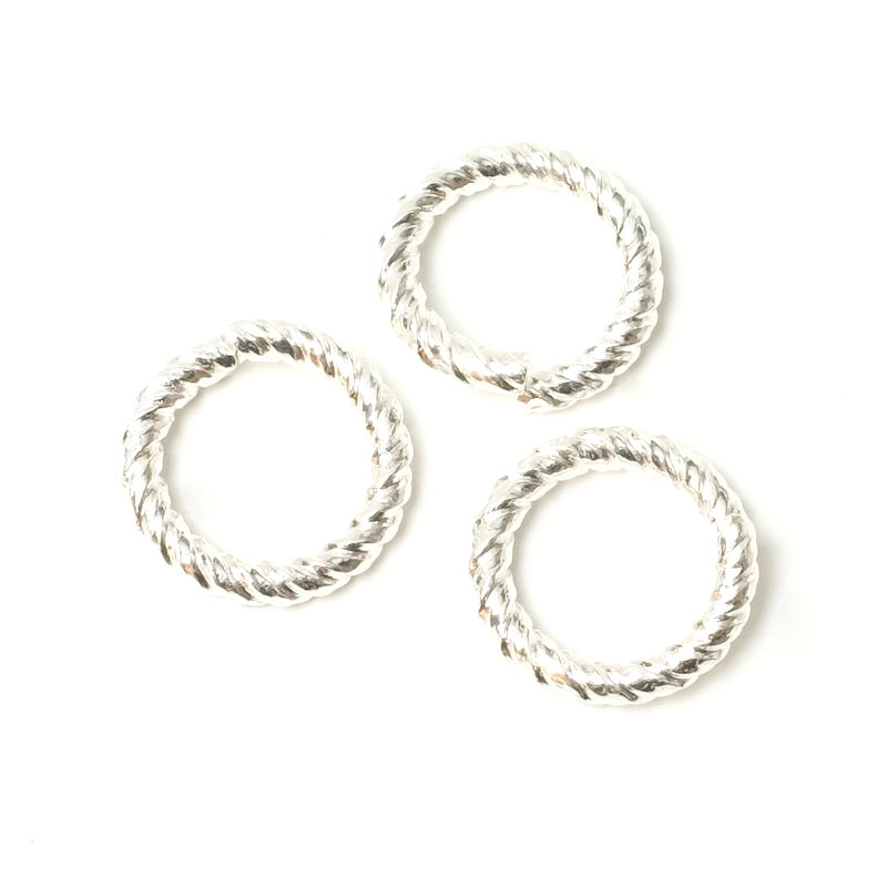 2 open twisted rings 14mm silver plated brass 925 Premium