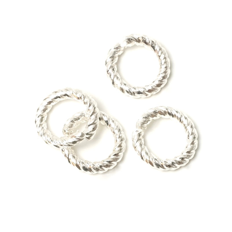 2 open twisted rings 12mm silver plated brass 925 Premium