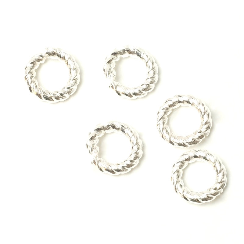 2 Twisted 10mm open rings in Silver 925 Premium brass