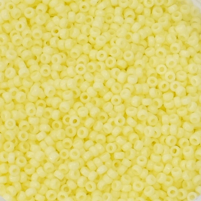 8 grams of Miyuki Rocailles 15/0 beads, Duracoat Opq Lt Lemon Ice No. 4451
