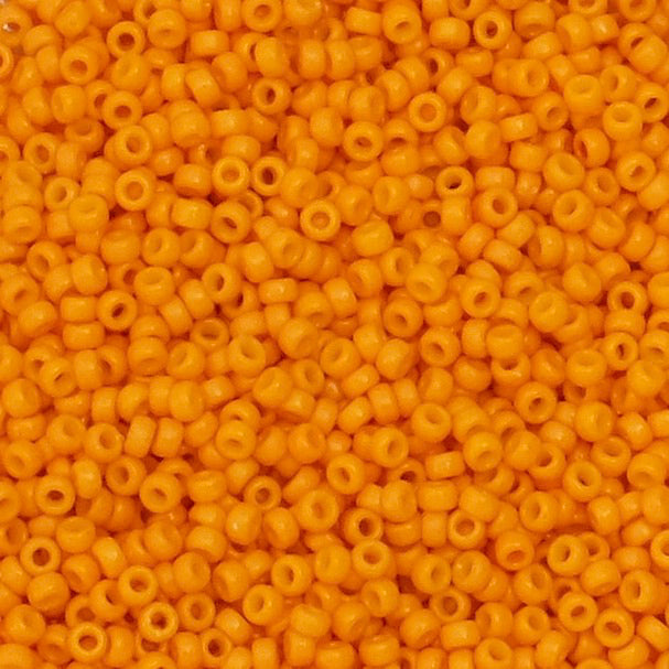 8 grams of Miyuki Rocailles 15/0 beads, Duracoat Opq Kumquat No. 4454