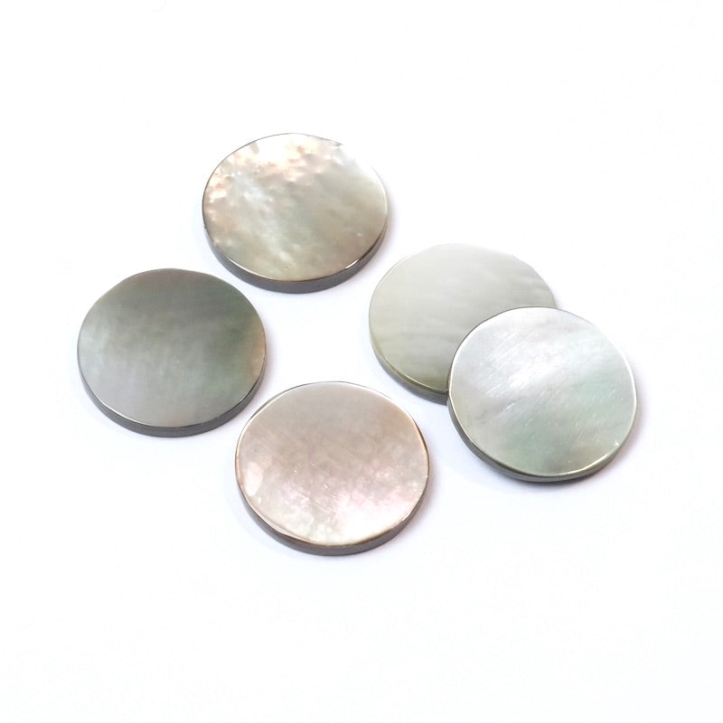 Natural Black Mother-of-Pearl 12mm Flat Cabochon