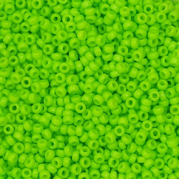 8 grams of Miyuki Rocailles 15/0 beads, Duracoat Opq Kiwi No. 4471
