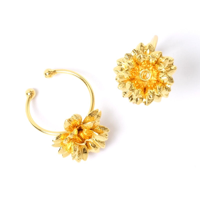Adjustable Flower Ring for 3mm Cabochon, 16K Gold Plated (3 microns)