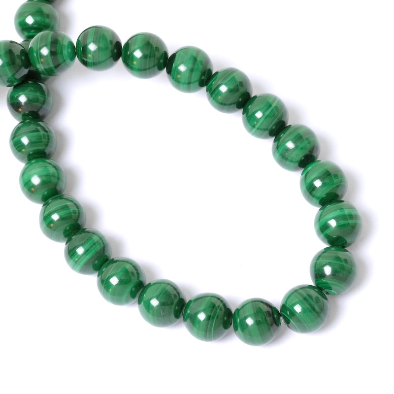 37cm strand of natural 8mm round Malachite beads