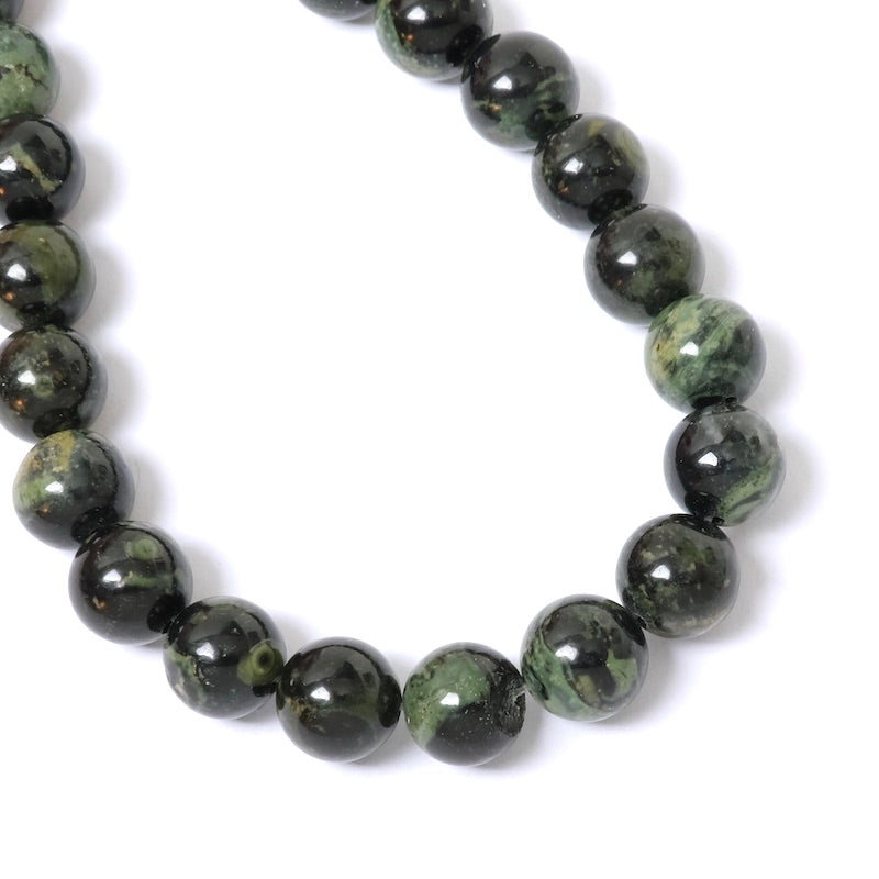 37cm strand of 8mm round natural beads in Green Jasper