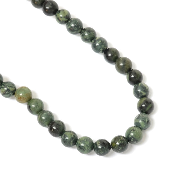 37cm strand of 6mm round natural green jasper beads