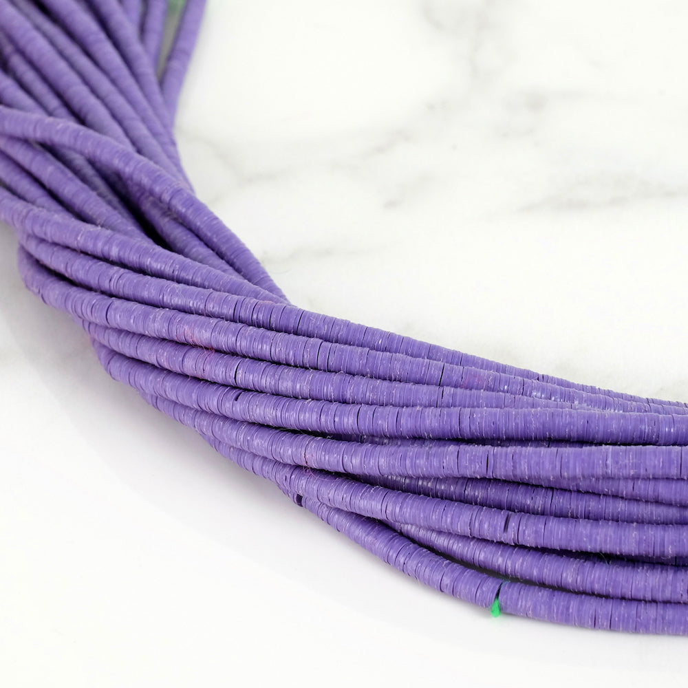 Genuine 4mm African Vulcanite Vinyl Heishi Beads - Dark Purple
