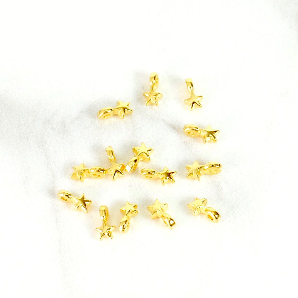 4 star-shaped slider beads in 24K gold Zamak