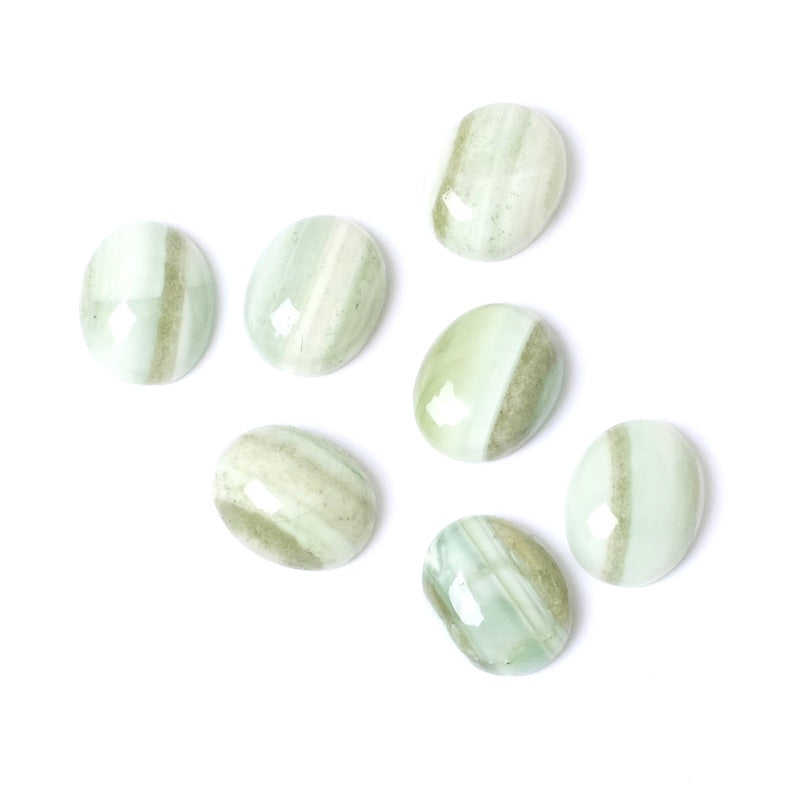 Natural stone Cabochon Oval 8 x 10mm Green Striped Agate