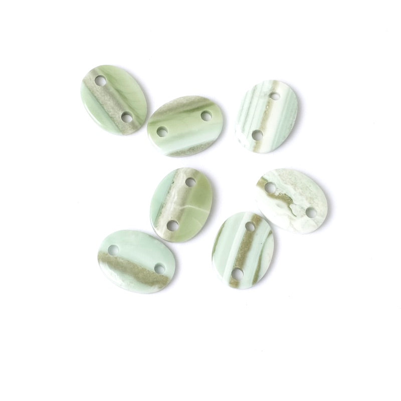 Oval 8x10mm green striped Agate natural stone connector