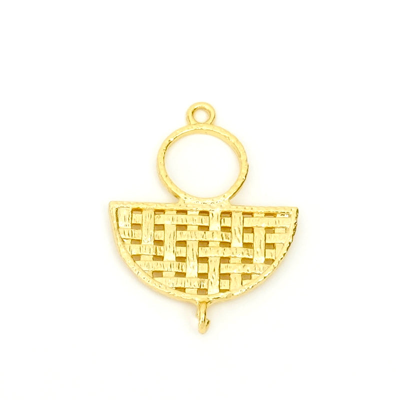 2 Braided Half-Circle Pendants in 24K Gold-Plated Brass