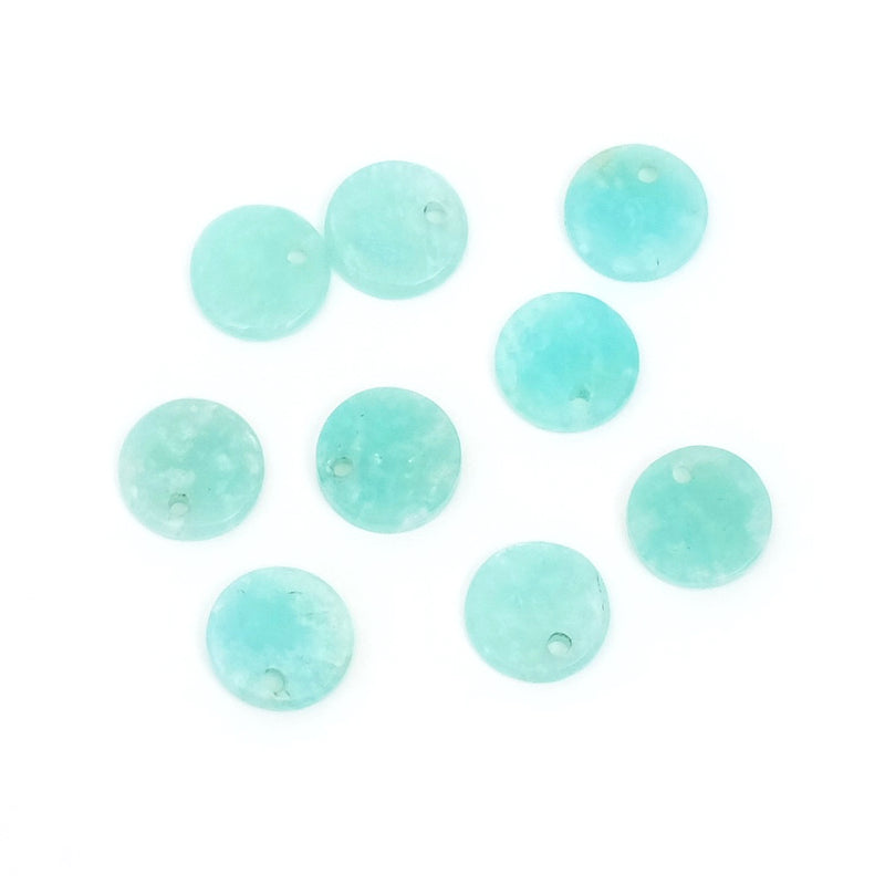 8mm round sequin pendant in natural Amazonite gemstone