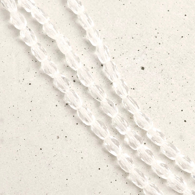 Strand of Bohemian Olives faceted beads 6x4mm transparent 
