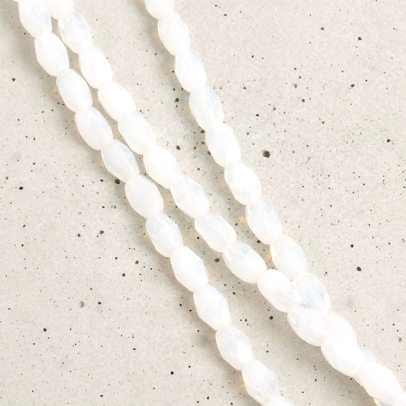 Strand of Bohemian Olives faceted beads 6x4mm Opaline