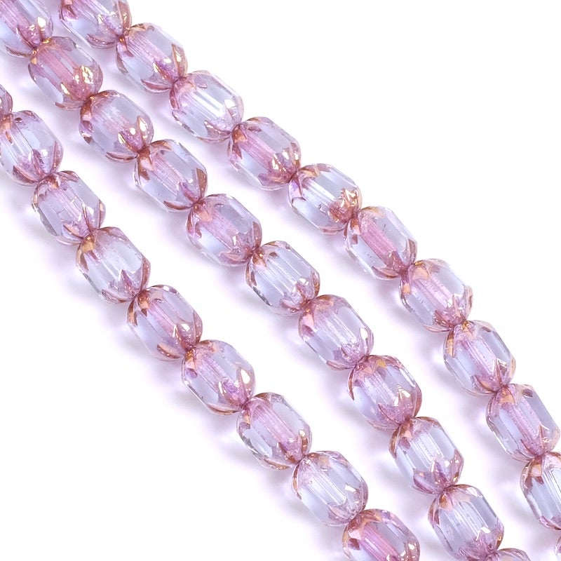Strand of 8x6mm faceted baroque Bohemian beads, purple 