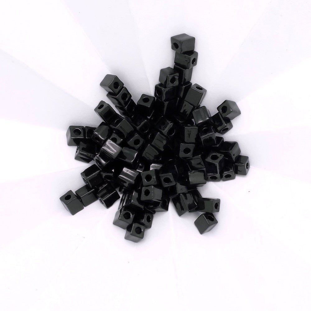 8 grams of Miyuki Cubes 4mm Black No. 401 