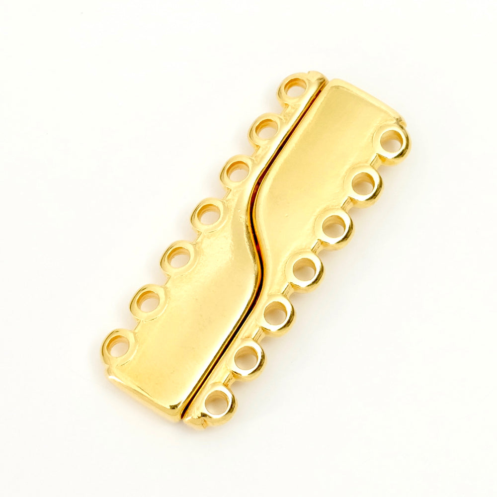 Gold-plated cuff magnetic clasp with 7 rings