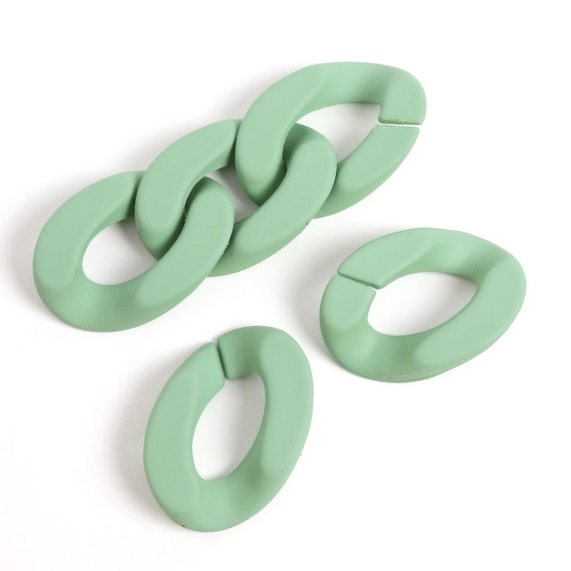 6 links 20x28mm in matt clay-green acetate