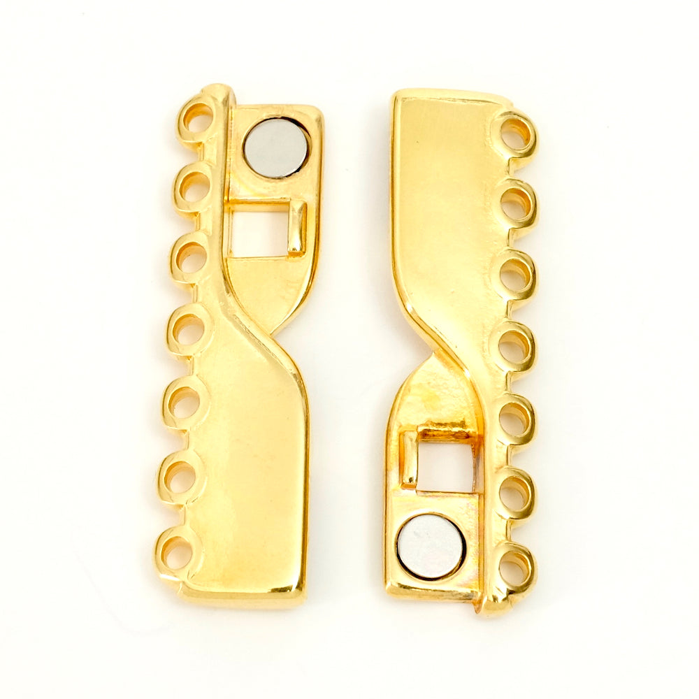 Gold-plated cuff magnetic clasp with 7 rings