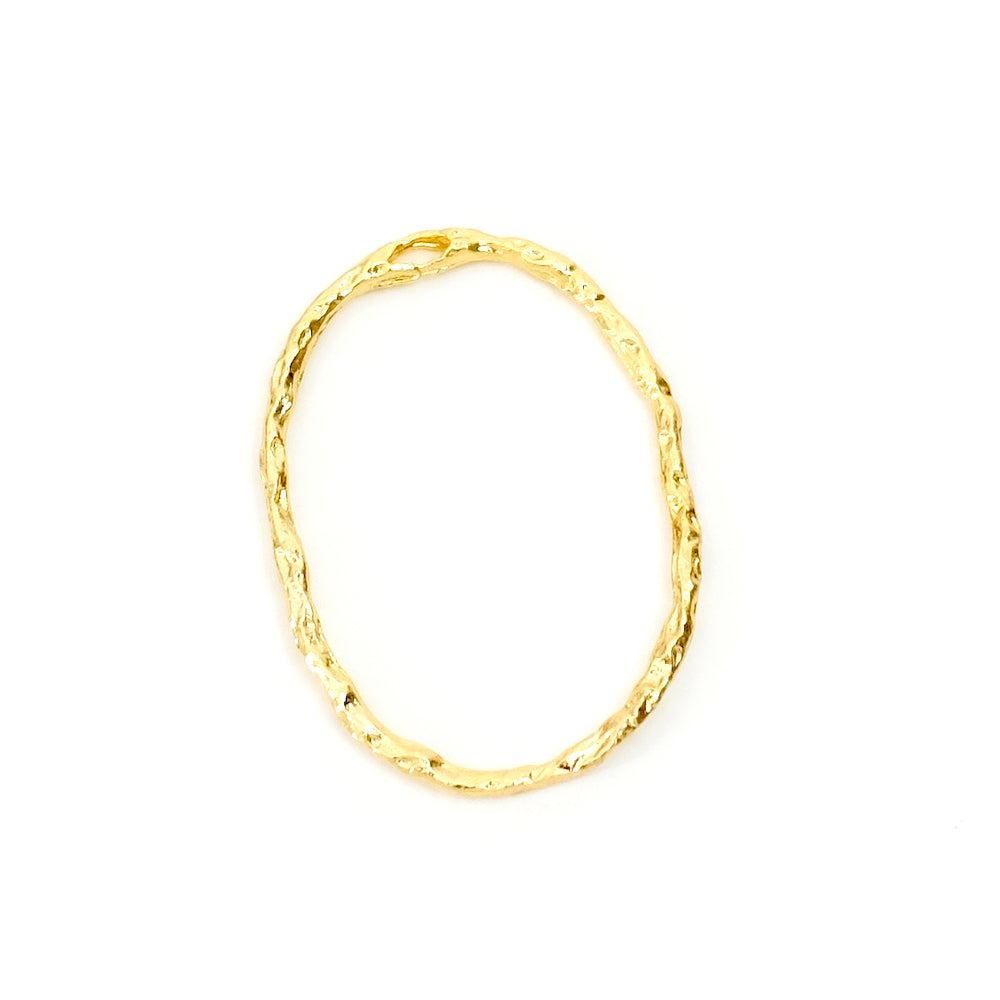2 Textured Oval Pendants in 24K Gold-Plated Brass