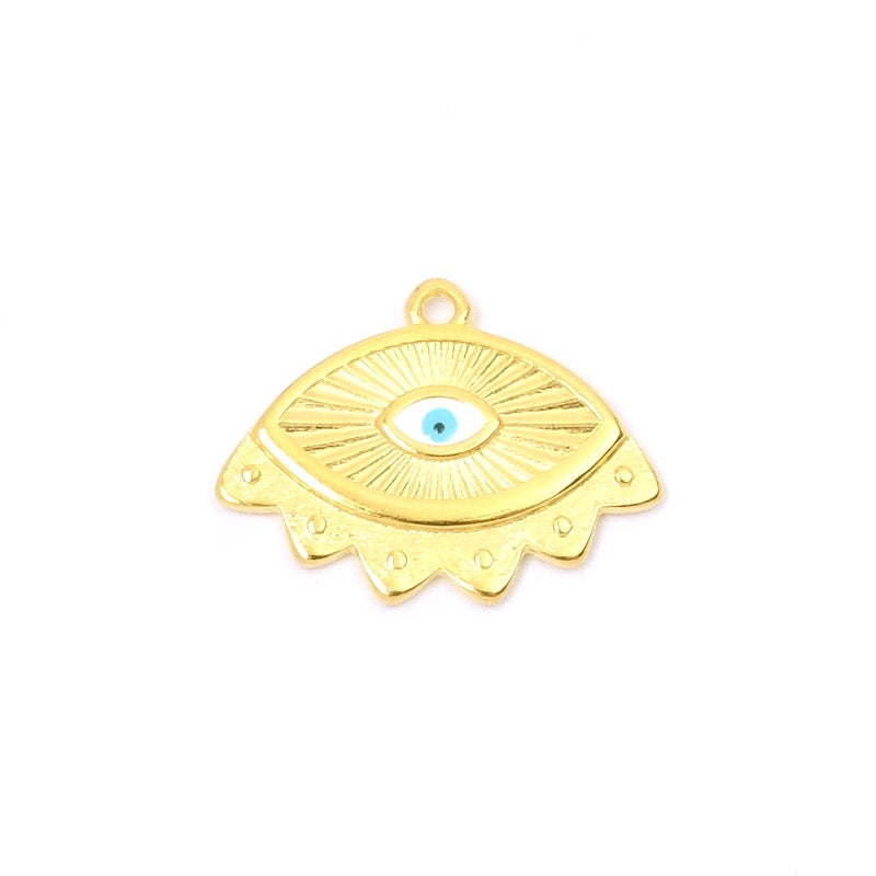 Spiritual eye pendant 24K gold enamel