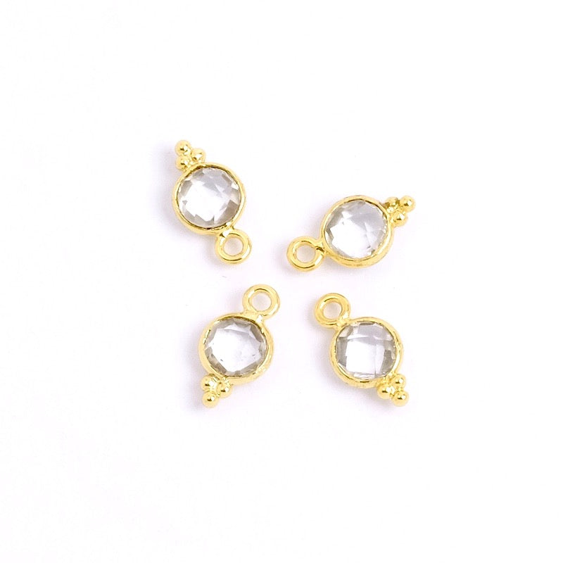 Bohemian set pendant 6mm Quartz crystal in 24K gold plated brass
