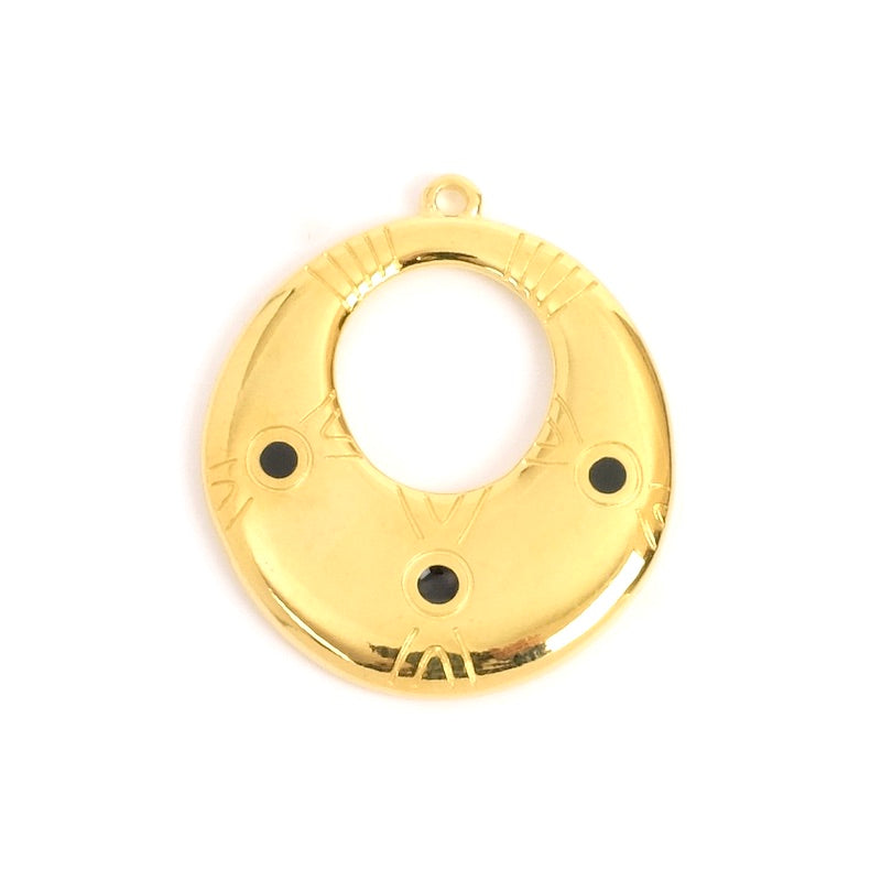 24K black gold enamelled ethnic drop pendant