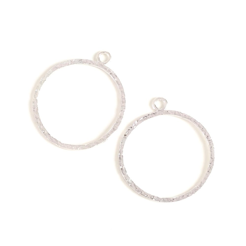2 Textured disc pendants in 925 silver-plated brass (Premium)