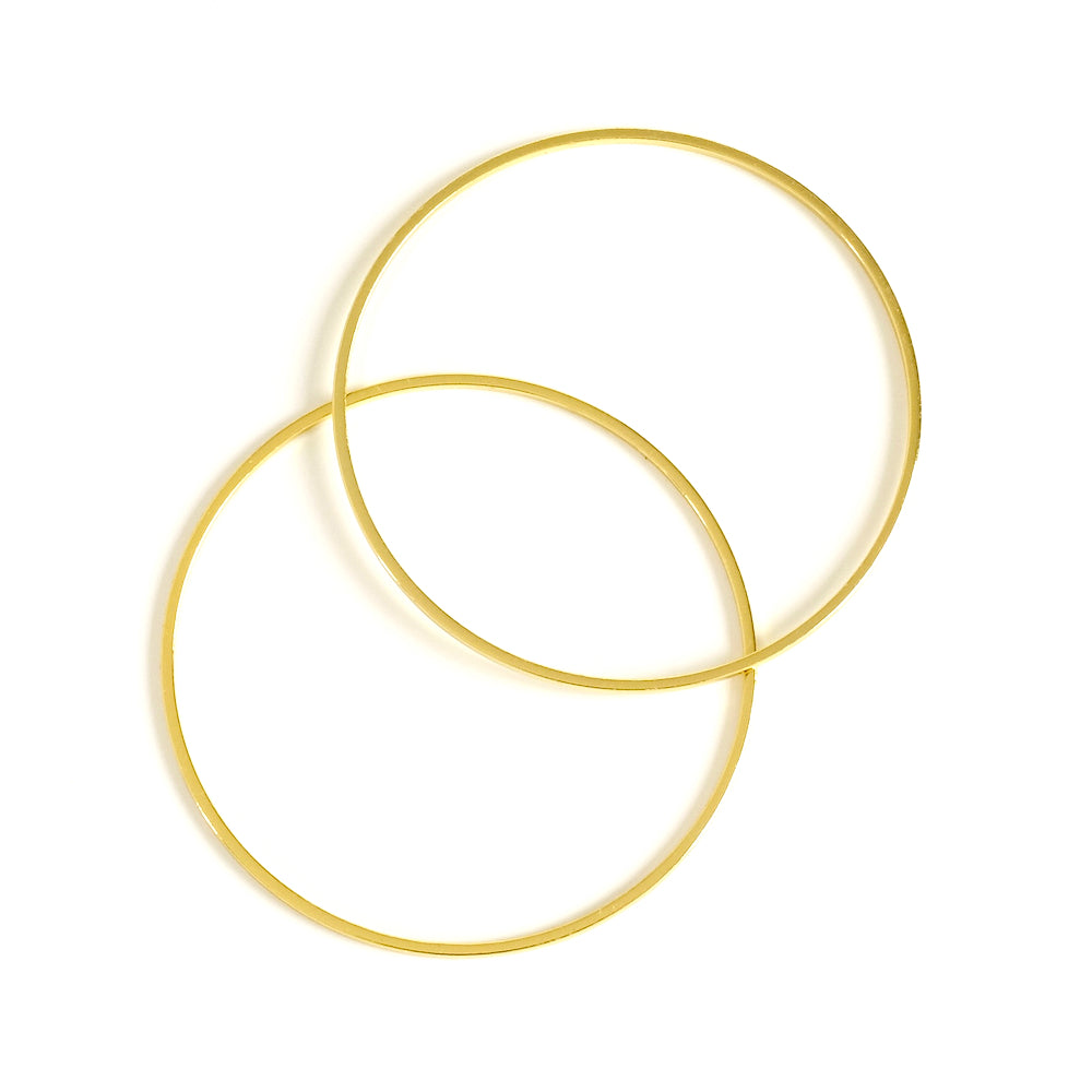 2 Ring Connectors 40mm in 24K Premium Gold Plated Brass