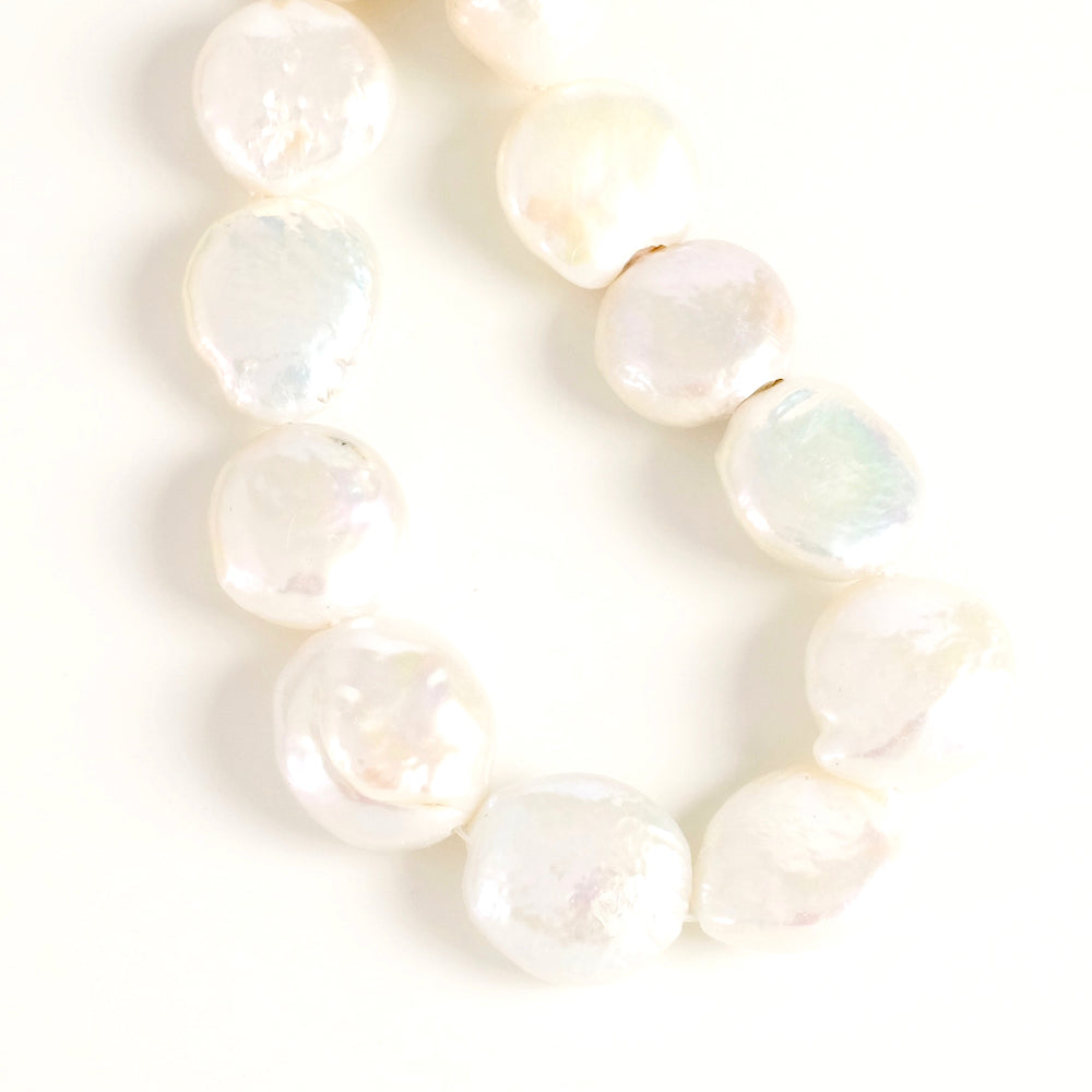 2 Baroque Oval Flat Irregular Natural Mother-of-Pearl Beads