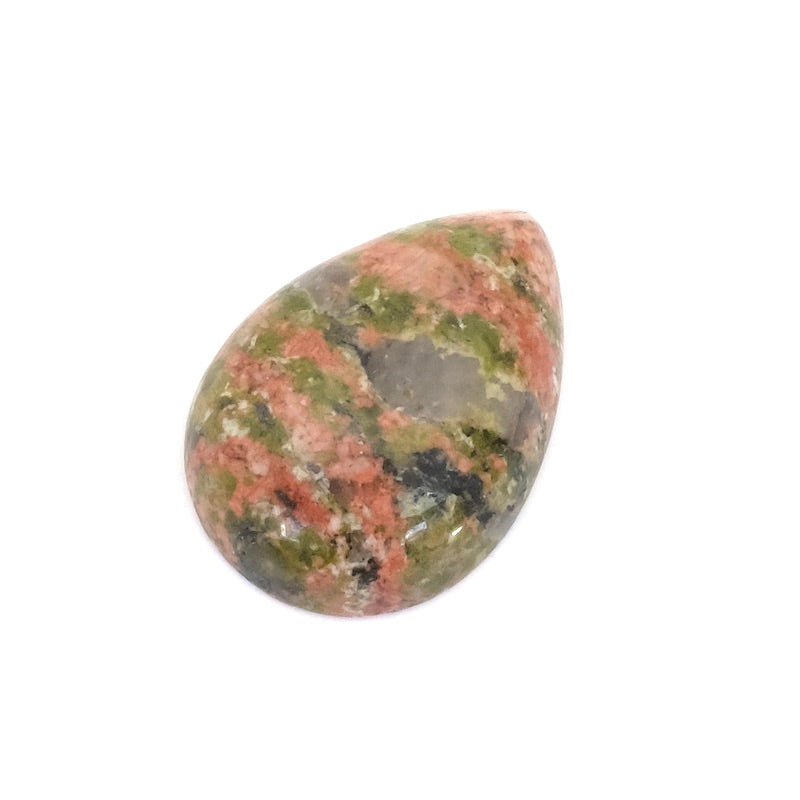 Cabochon natural stone Drop 25 x 18mm Unakite