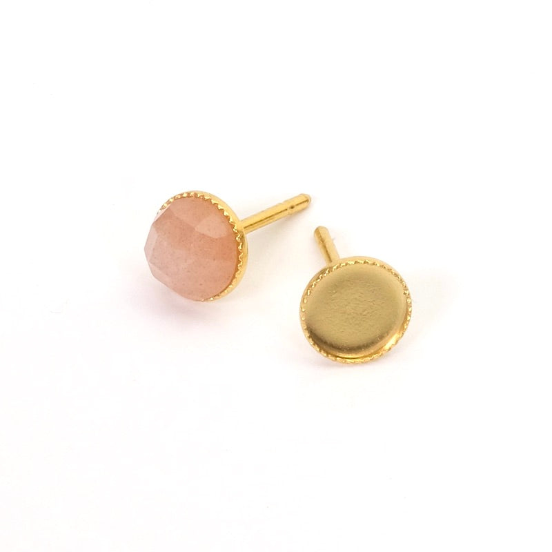 Stud Earrings for 6mm cabochons in 24K Fine Gold Plated Brass, per pair